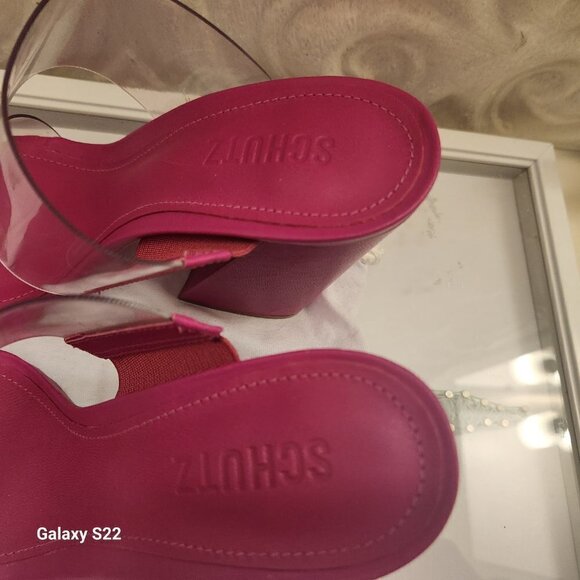 Schutz Pink Leather Block Heels. NWT. Size 8.5 - Picture 4 of 10